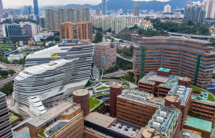 Hung Hom, Hong Kong 21 April 2019: Top view of university architecture in Hong Kong